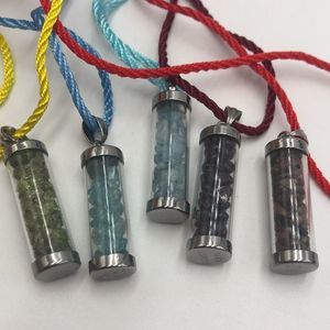 Fashion set of 5 Chipped Gemstone necklaces in glass tubes